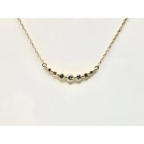 14 Karat Yellow Gold Curved Bar Diamond Pendant Forever Young Fine Jewelers St. George, UT
