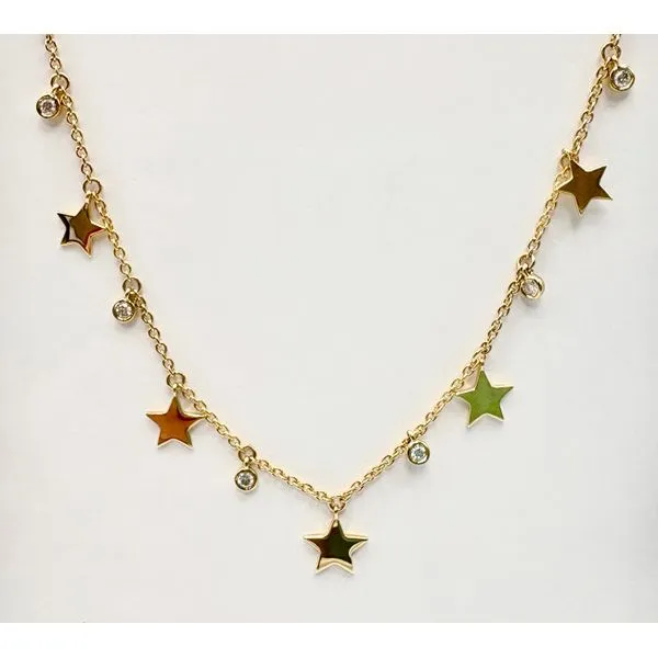 14 Karat Yellow Gold Star And Diamond Fashion Necklace Forever Young Fine Jewelers St. George, UT