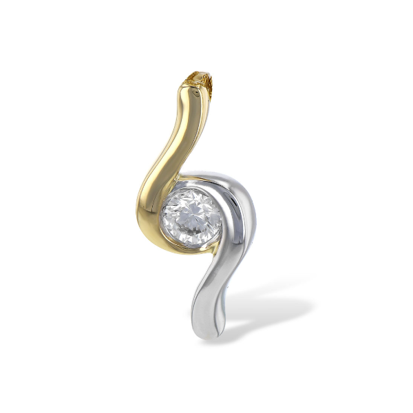 14 Karat White And Yellow Gold Diamond Freeform Pendant Forever Young Fine Jewelers St. George, UT