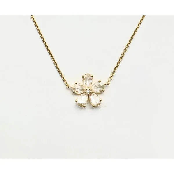 18 Karat Yellow Gold Floral Diamond Pendant Necklace Forever Young Fine Jewelers St. George, UT