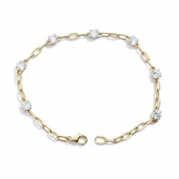 14 Karat Yellow Gold Paperclip Stationary Diamond Bracelet Forever Young Fine Jewelers St. George, UT