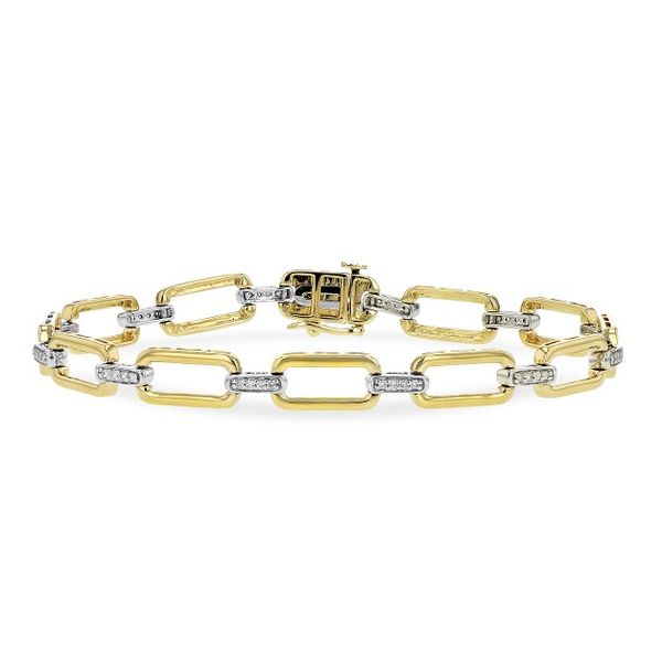 14 Karat Yellow And White Gold Diamond Paperclip Bracelet Forever Young Fine Jewelers St. George, UT