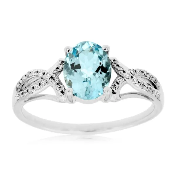14 Karat White Gold Aquamarine and Diamond Fashion Ring Forever Young Fine Jewelers St. George, UT
