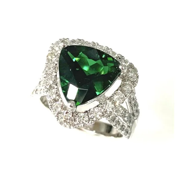 18 Karat White Gold Green Tourmaline and Diamond Fashion Ring Forever Young Fine Jewelers St. George, UT