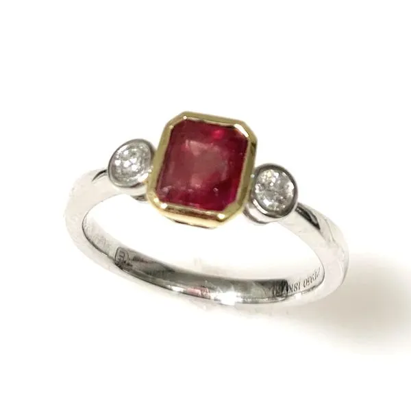 Platinum and 18 Karat Yellow Gold Red Beryl and Diamond Fashion Ring Forever Young Fine Jewelers St. George, UT