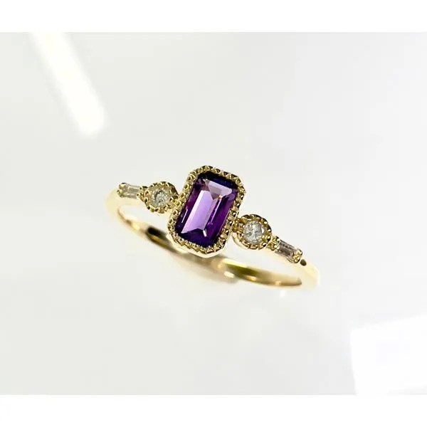 14 Karat Yellow Gold Amethyst and Diamond Fashion Ring Forever Young Fine Jewelers St. George, UT
