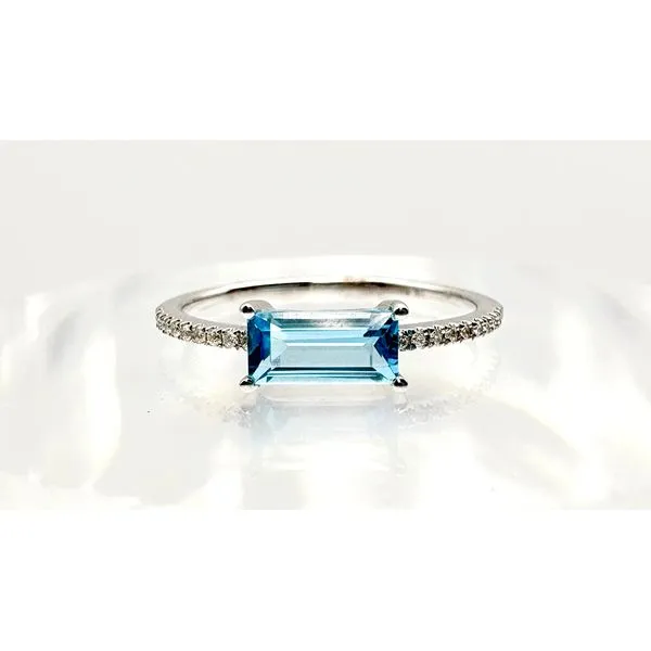 14 Karat White Gold Blue Topaz and Diamond Fashion Rring Forever Young Fine Jewelers St. George, UT