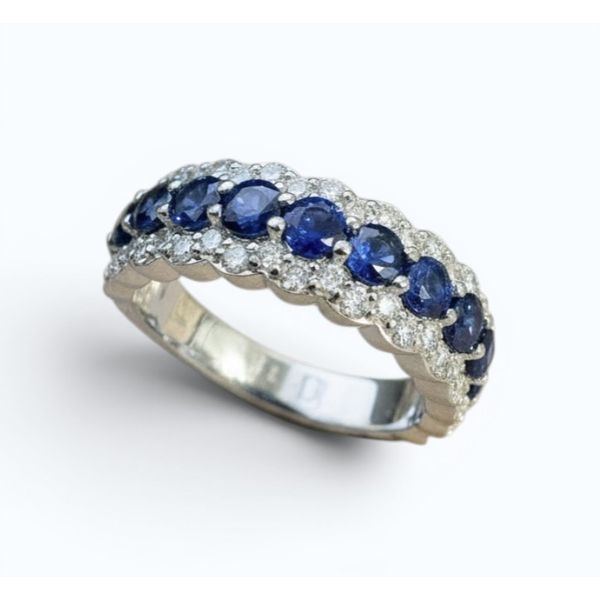 18 Karat White Gold Blue Sapphire And Diamond Triple Row Fashion Ring Forever Young Fine Jewelers St. George, UT