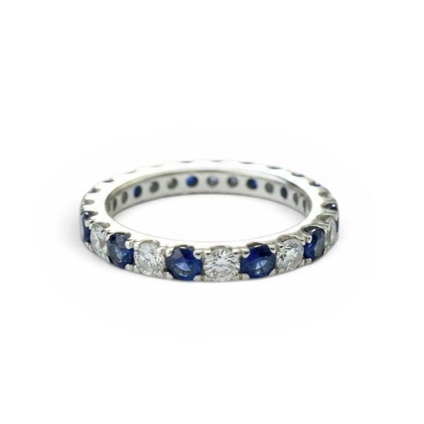 18 Karat White Gold Blue Sapphire And Diamond Eternity Fashion Ring Image 2 Forever Young Fine Jewelers St. George, UT