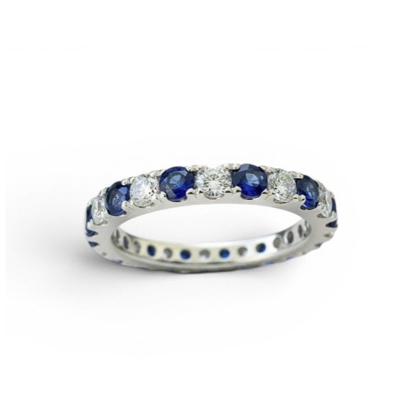 18 Karat White Gold Blue Sapphire And Diamond Eternity Fashion Ring Forever Young Fine Jewelers St. George, UT