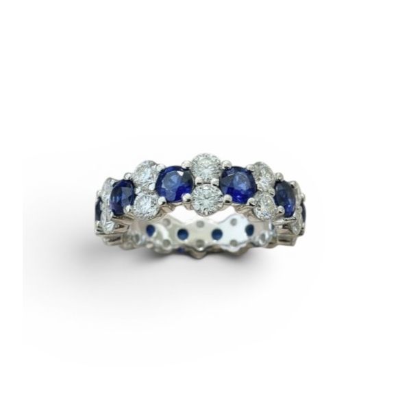 18 Karat White Gold Blue Sapphire And Diamond Eternity Ring Forever Young Fine Jewelers St. George, UT