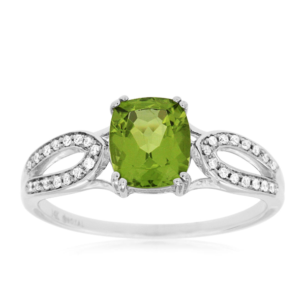 14 Karat White Gold Peridot And Diamond Fashion Ring Forever Young Fine Jewelers St. George, UT