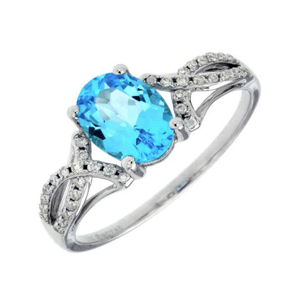 14 Karat White Gold Blue Topaz And Diamond Fashion Ring Forever Young Fine Jewelers St. George, UT