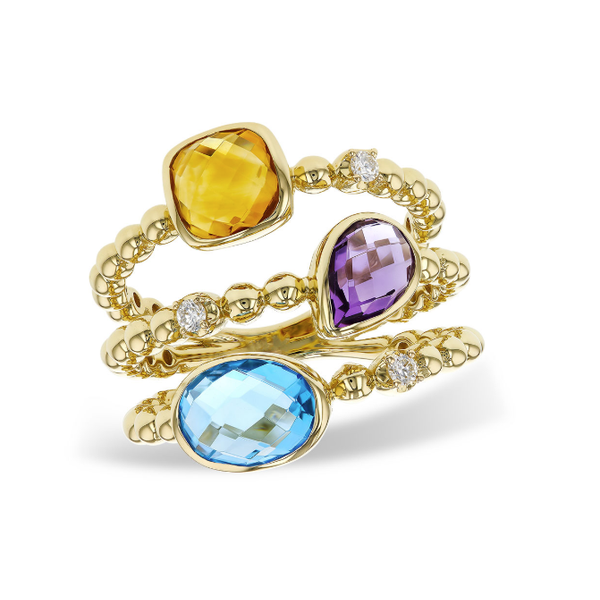 14 Karat Yellow Gold Citrine, Amethyst, Blue Topaz And Diamond Fashion Ring Forever Young Fine Jewelers St. George, UT