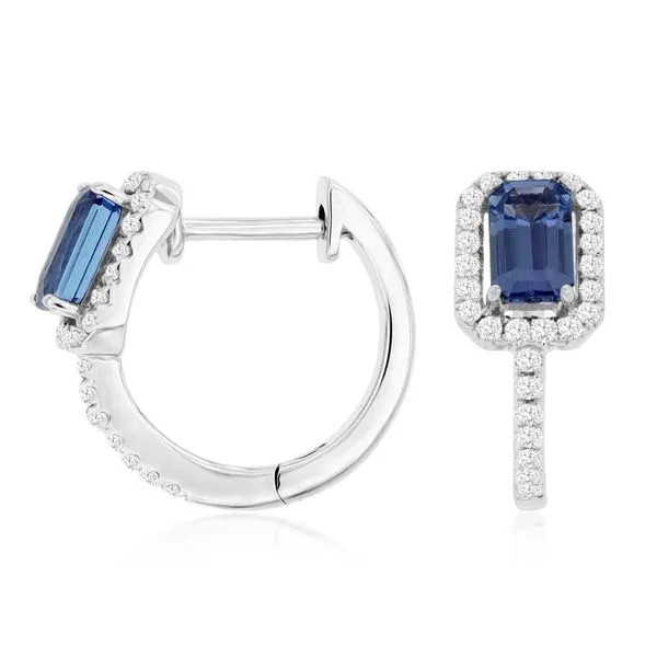 14 Karat White Gold huggie Style Tanzanite and Diamond Huggie Style Hoop Earrings Forever Young Fine Jewelers St. George, UT