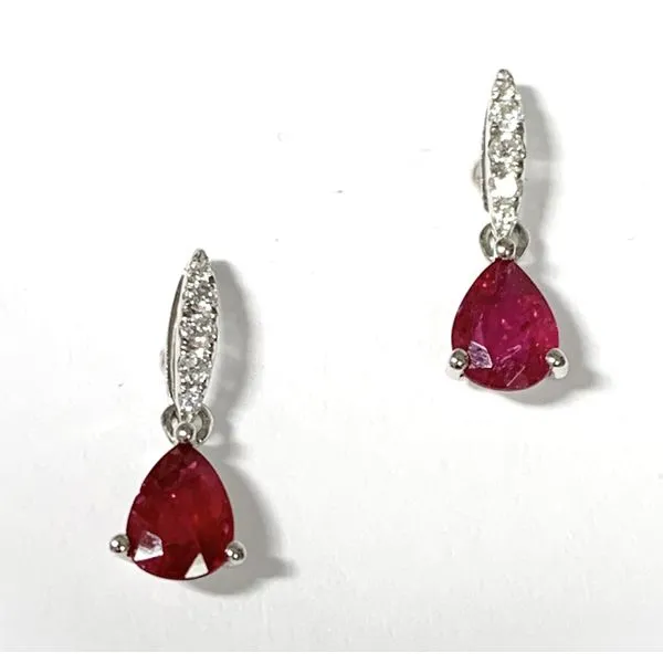 14 Karat White Gold Ruby and Diamond Earrings Forever Young Fine Jewelers St. George, UT