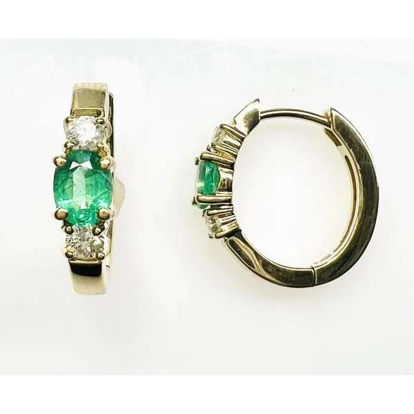 14 Karat Yellow Gold Emerald and Diamond Earrings Forever Young Fine Jewelers St. George, UT