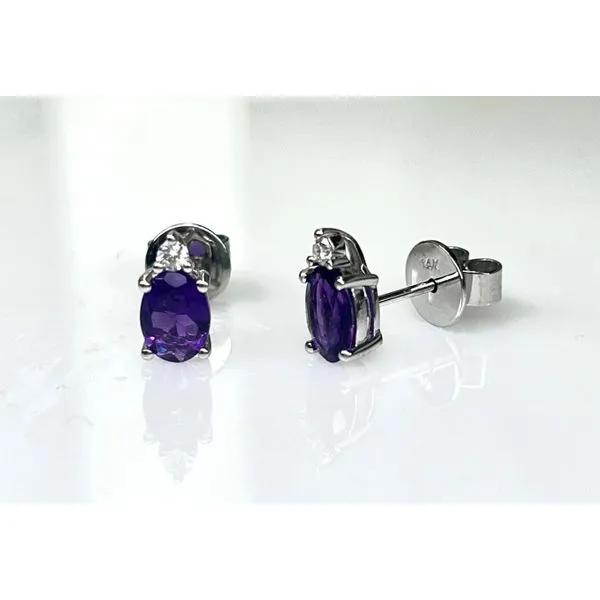 14 Karat White Gold Amethyst and Diamond Fashion Earrings Forever Young Fine Jewelers St. George, UT