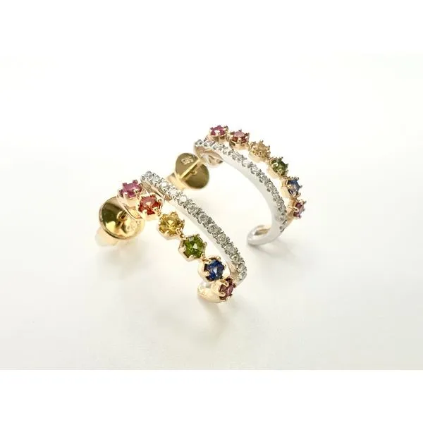 14 Karat White/Yellow Gold Sapphire And Diamond Earrings Image 2 Forever Young Fine Jewelers St. George, UT