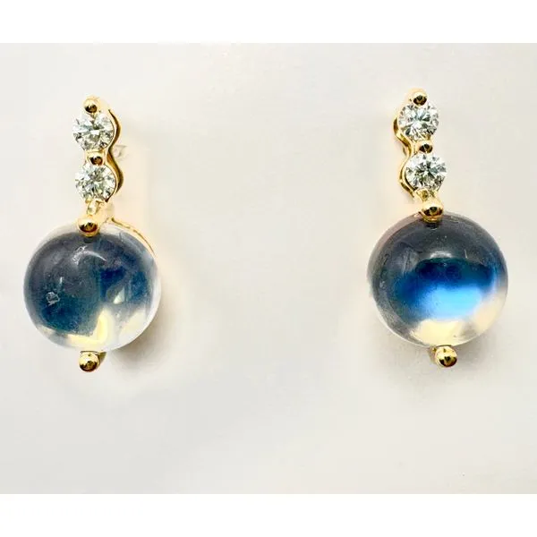 14 Karat Yellow Gold Moonstone And Diamond Earrings Forever Young Fine Jewelers St. George, UT