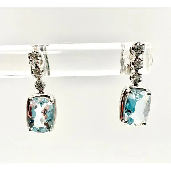 14 Karat White Gold Aqua Marine And Diamond Earrings Forever Young Fine Jewelers St. George, UT