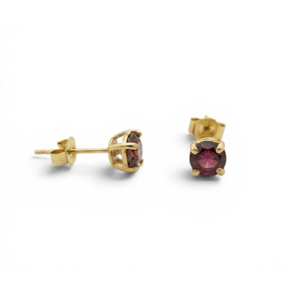 14 Karat Yellow Gold Garnet Gemstone Stud Earrings Forever Young Fine Jewelers St. George, UT