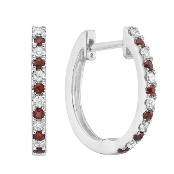A Pair Of 14 Karat White Gold Ruby And Diamond Hoops Forever Young Fine Jewelers St. George, UT