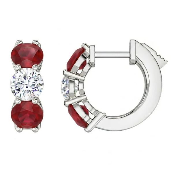 A Pair Of 14 Karat White Gold Ruby And Diamond Hoop Earrings Forever Young Fine Jewelers St. George, UT