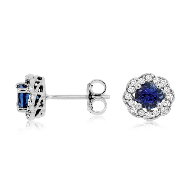 14 Karat White Gold Tanzanite And Diamond Halo Style Earrings Forever Young Fine Jewelers St. George, UT