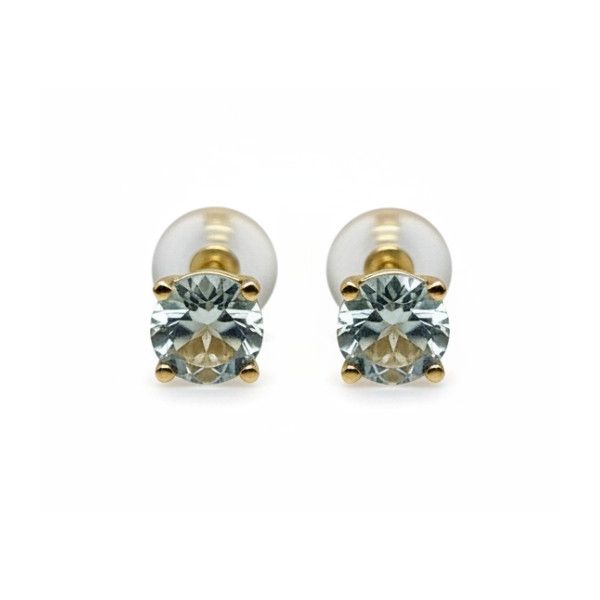 14 Karat Yellow Gold Aqua Gemstone Stud Earrings Forever Young Fine Jewelers St. George, UT