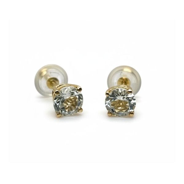 14 Karat Yellow Gold White Sapphire Gemstone Earrings Forever Young Fine Jewelers St. George, UT