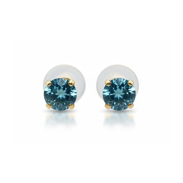 14 Karat Yellow Gold Light Blue Sapphire Stud Earrings Forever Young Fine Jewelers St. George, UT
