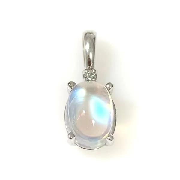 14 Karat White Gold Moonstone and Diamond Fashion Pendant Forever Young Fine Jewelers St. George, UT