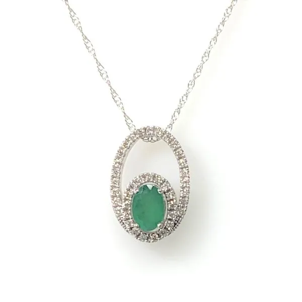 14 Karat White Gold Emerald and Diamond Fashion Pendant Forever Young Fine Jewelers St. George, UT