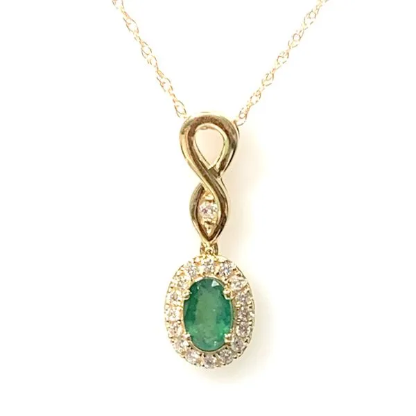 14 Karat Yellow Gold Emerald and Diamond Fashion Pendant Forever Young Fine Jewelers St. George, UT