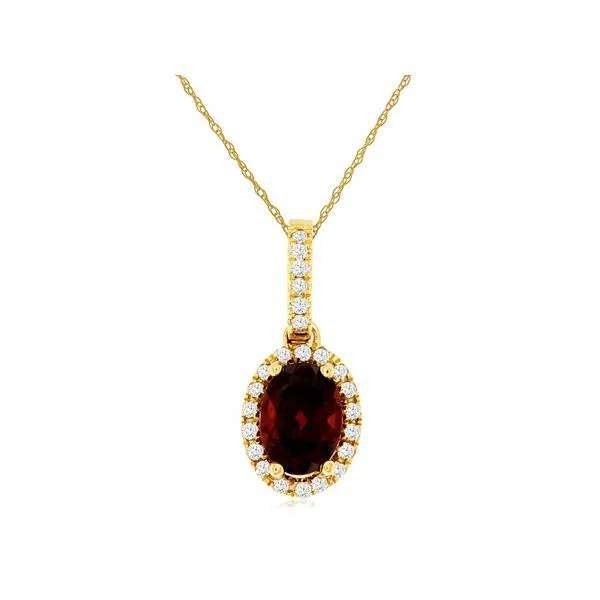 14 Karat Yellow Gold Garnet and Diamond Fashion Pendant Forever Young Fine Jewelers St. George, UT