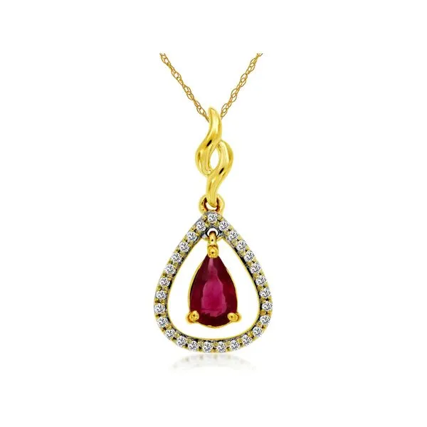 14 Karat Yellow Gold Ruby and Diamond Fashion pendant Forever Young Fine Jewelers St. George, UT