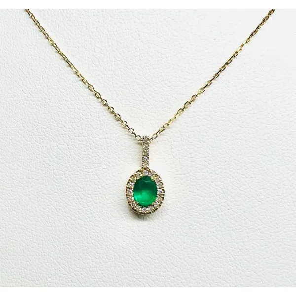 14 Karat Yellow Gold Emerald and Diamond Pendant Forever Young Fine Jewelers St. George, UT