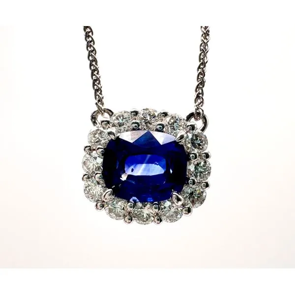18 Karat White Gold Diamond And Blue Sapphire Necklace Forever Young Fine Jewelers St. George, UT