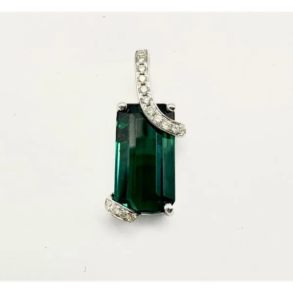 14 Karat White Gold Green Tourmaline And Diamond Pendant Forever Young Fine Jewelers St. George, UT