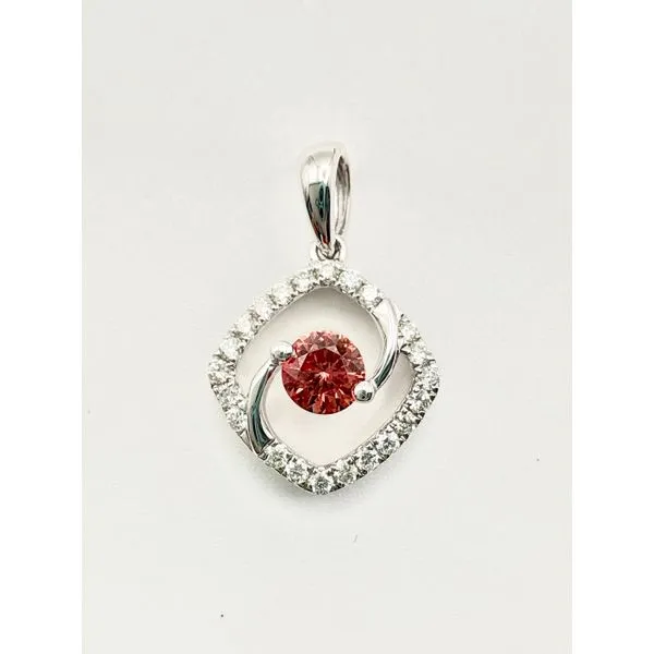 14 Karat White Gold Padparasha Sapphire And Diamond Pendant Forever Young Fine Jewelers St. George, UT