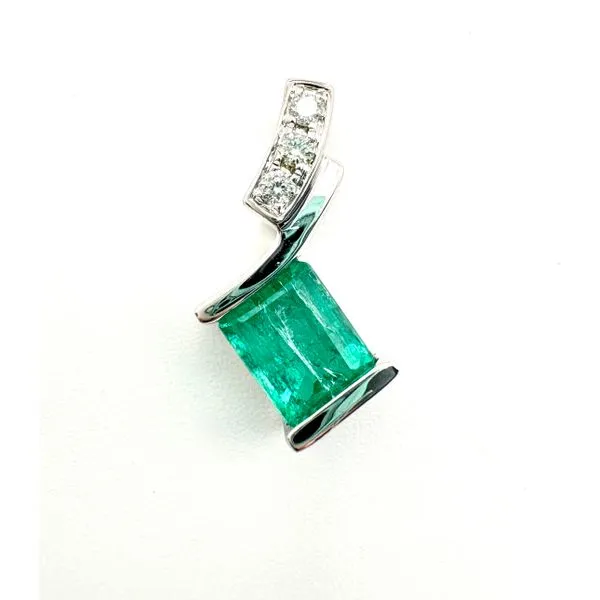 14 Karat White Gold Emerald And Diamond Pendant Forever Young Fine Jewelers St. George, UT