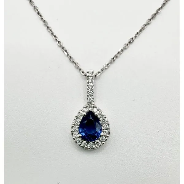 14 Karat White Gold Diamond And Sapphire Pendant Forever Young Fine Jewelers St. George, UT