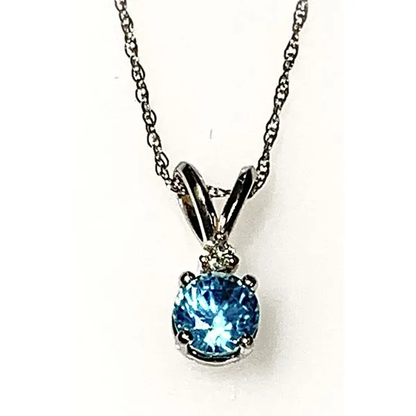 14 Karat White Gold Blue Zircon and Diamond Fashion Pendant Forever Young Fine Jewelers St. George, UT