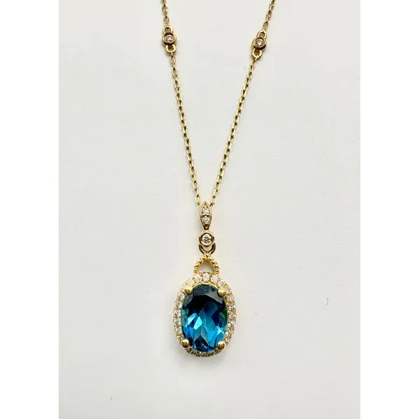 14 Karat Yellow Gold Blue Topaz And Diamond Fashion Pendant Forever Young Fine Jewelers St. George, UT