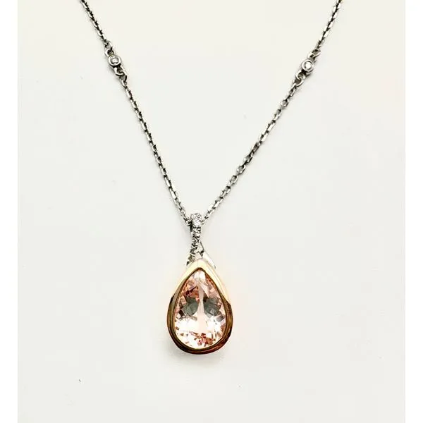 14 Karat White And Rose Gold Morganite Fashion Pendant Forever Young Fine Jewelers St. George, UT