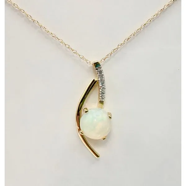 14 Karat Yellow Gold Opal And Diamond Pendant Forever Young Fine Jewelers St. George, UT