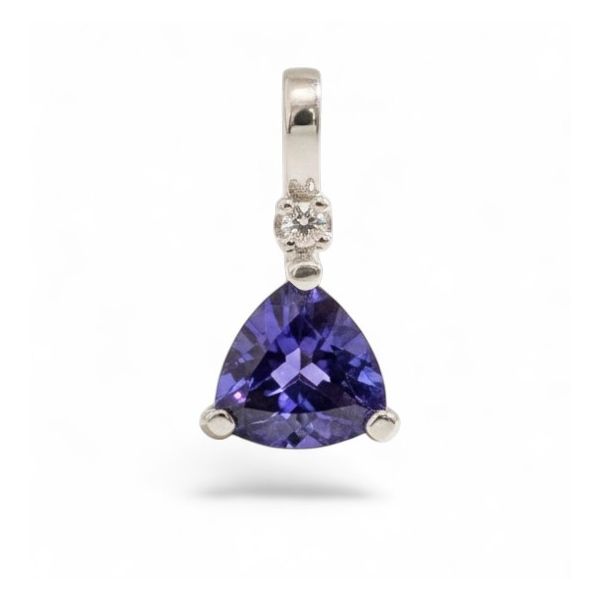 14 Karat White Gold Diamond And Lab Created Tanzanite Pendant Forever Young Fine Jewelers St. George, UT