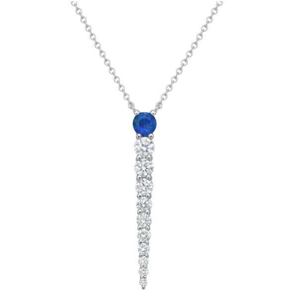 18 Karat White Gold Drop Style Blue Sapphire And Diamond Pendant Forever Young Fine Jewelers St. George, UT