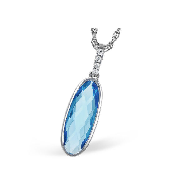 14 Karat White Gold Diamond And Blue Topaz Pendant Forever Young Fine Jewelers St. George, UT